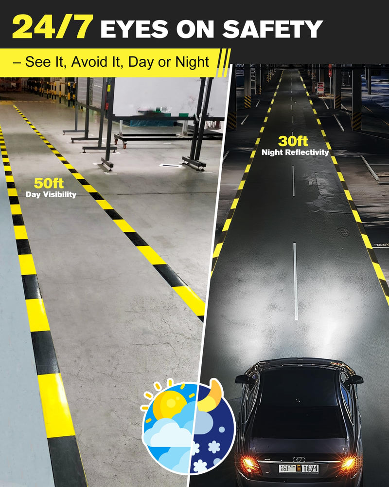 Avery Dennison Safety Floor Tape 2 Inch x 108 FT, Heavy-Duty PVC Forklift-Resistant, High-Visibility Reflective for Warehouse/Factory/Parking, Black & Yellow, ROHS/Reach Certified (1 Roll) Black&Yellow 1