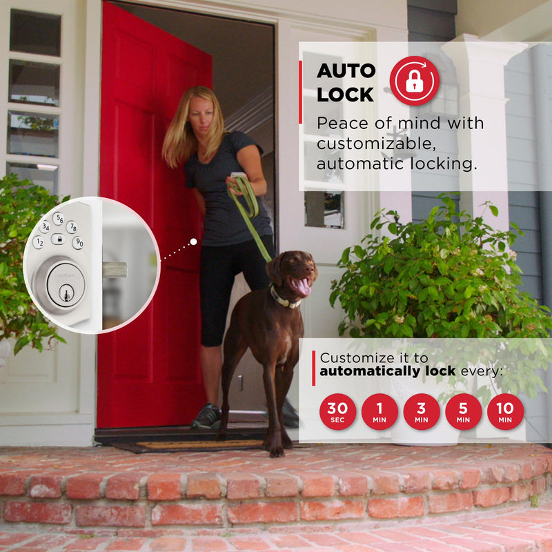 Kwikset Powerbolt 240 5-Button Keypad Satin Nickel Traditional Electronic Deadbolt Door Lock, Featuring Convenient Keyless Entry, Customizable User Codes and Auto-Locking