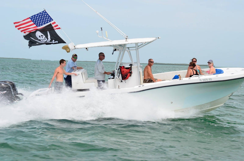 South Wind Designs Boat Flag Pole for Rod Holder & Rocket Launcher - Marine Boat Flagpole Kit, Fiberglass Rod, EVA Foam Base with Gimbal End - 4.5ft Flagpole & 2x3 USA Flag (Combo) 4.5 Feet