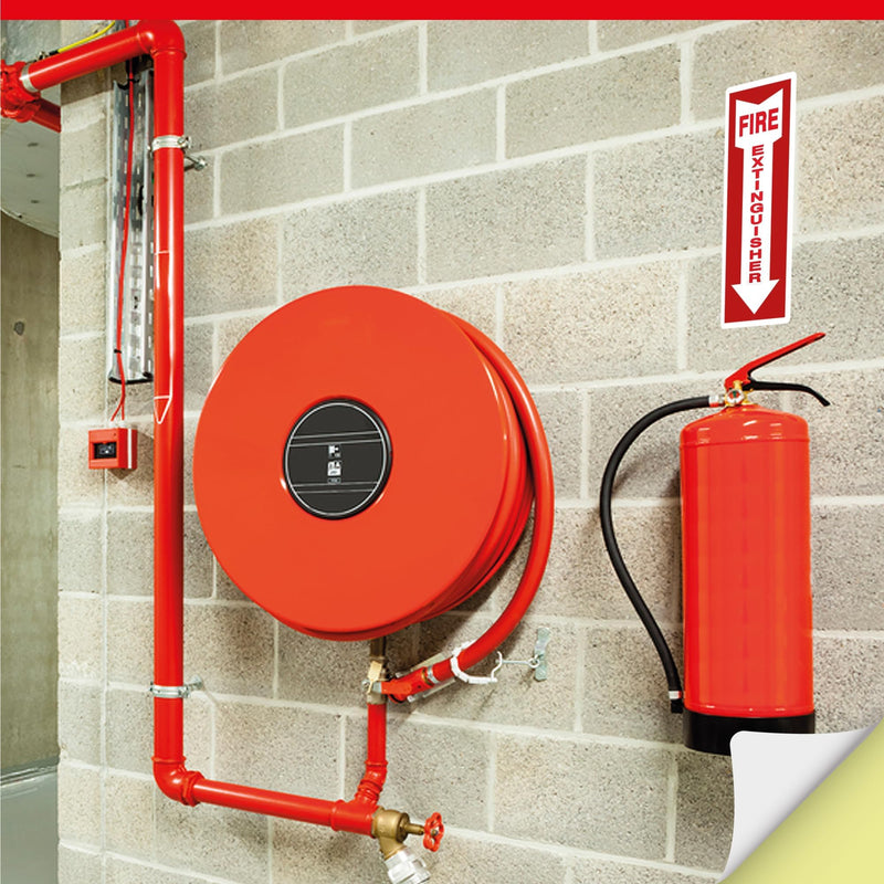 [Australia - AusPower] - OLANZU Pack of 12 Fire Extinguisher Stickers 4"x 12"- 5 Mil Vinyl - Fire Extinguisher Sign for business with Arrow- Durable Self Adhesive, Weatherproof and UV Protected-Ideal for Office, Home and Outdoor places 
