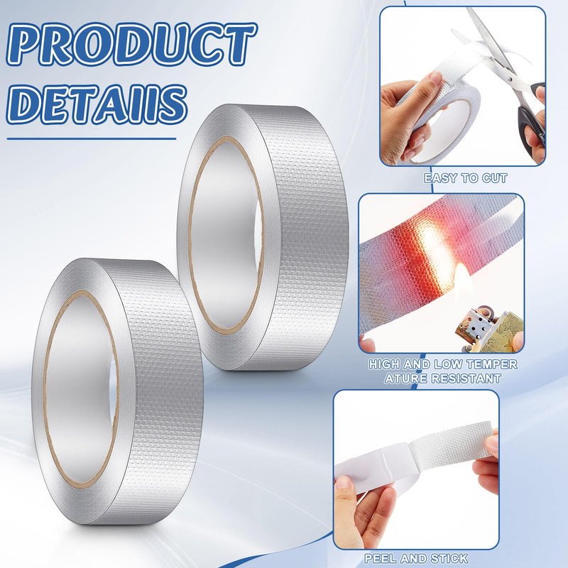Fuyoooo 2 Roll 1.18in x 131 ft in Total Aluminum Polycarbonate Tape, Heavy Duty Waterproof Sealing Insulation Greenhouse Tape, Self Adhesive UV Heat Resistant for Greenhouse Roofing Outdoor Repairs