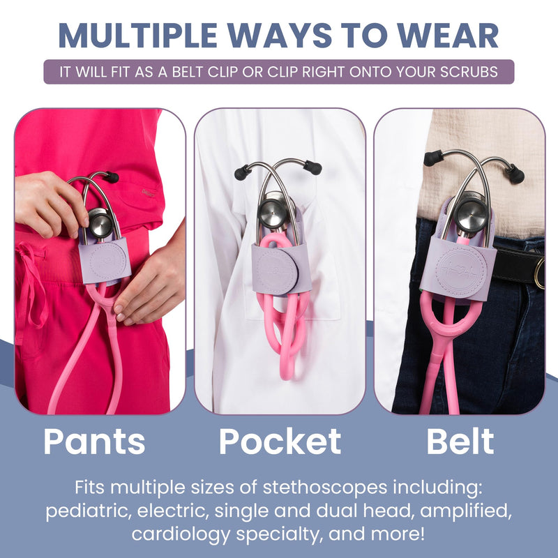 [Australia - AusPower] - Stethoscope Holder Hip Clip with Cute & Hygienic Design | Nurse Accessories in Gift Box | Durable Adhesive Clip (Lavender) Lavender 