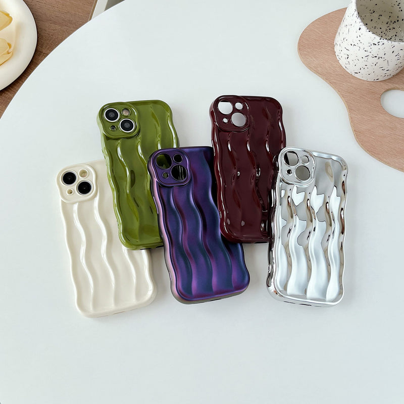 [Australia - AusPower] - Caseative Water Ripple Pattern Curly Wave Frame Soft Compatible with iPhone Case (Silver,iPhone 14 Pro Max) Silver iPhone 14 Pro Max 