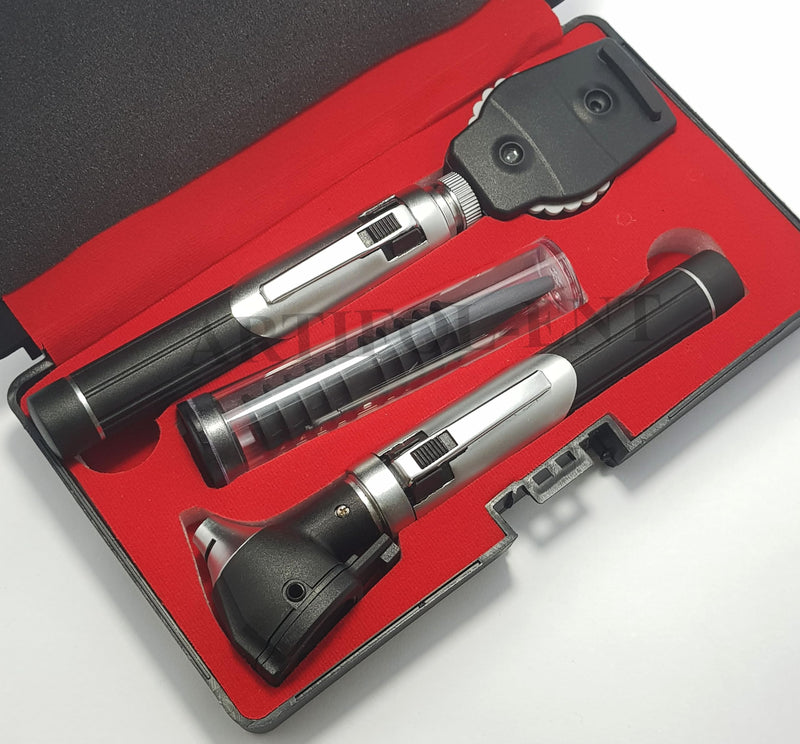 [Australia - AusPower] - Generic Student Home Use New Ent Otoscope Examination Kit Fiber Optic Diagnostic Set Black Color OS1015 