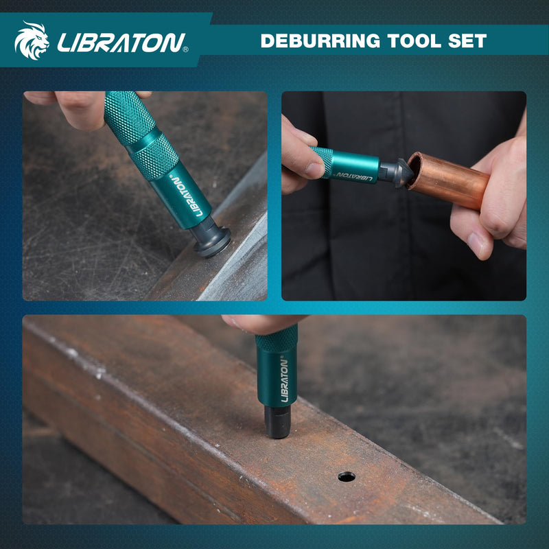 [Australia - AusPower] - LIBRATON Deburring Tool, Countersink Hand Reamers, with 10 HSS Blades, 360 Degree Swivel Hand Debur Tool for Metal, Resin, PVC, Copper, Plastic, 3D Printing, Wood, Deburring & Chamfering Reamer Tool 