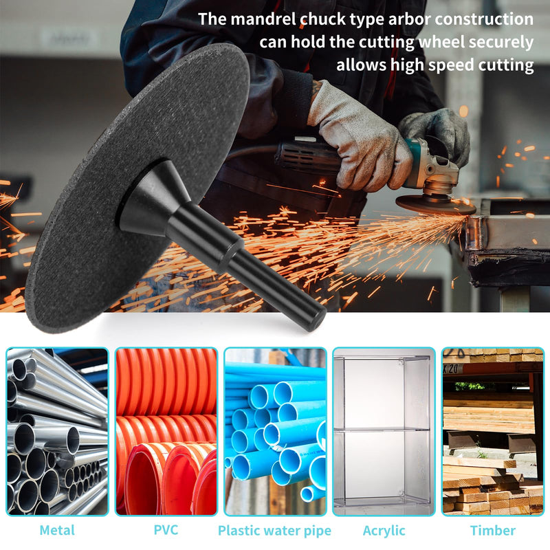 [Australia - AusPower] - Cut-Off Wheel Mounting Mandrel for Type 1 Cutting Wheels 3/8" & 1/4" Arbor 1/4" Shank Stem 2 Pack 2.0 