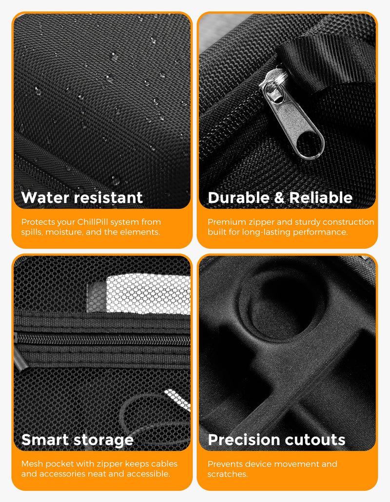 For Shark Chillpill FA02X Series 3 in 1 Portable Storage Bag with Side Pocket and Inner Padding for Fan and Accessories, 19 x 7 x 13 cm for Shark Chill Accessories 02 Bags
