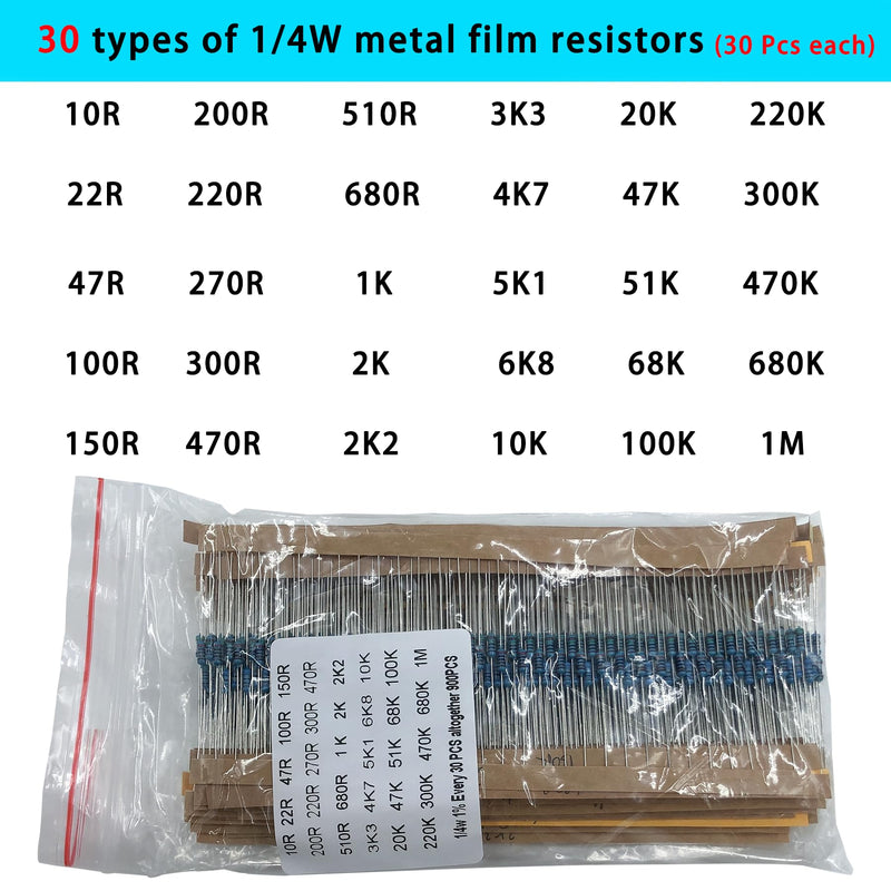 Electronic Component Kit -Total 1800 Pcs, LED Diodes, Resistors, Capacitors, Ceramic Capacitors, Transistors, Diodes - for DIY Projects, Electronics Hobbyists