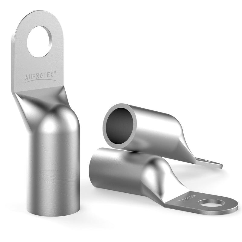 AUPROTEC 4 x Tubular Cable Lugs 50 mm² Hole Diameter M8 Uninsulated SC Cable Connector Made of Tin-Plated Copper 4 count