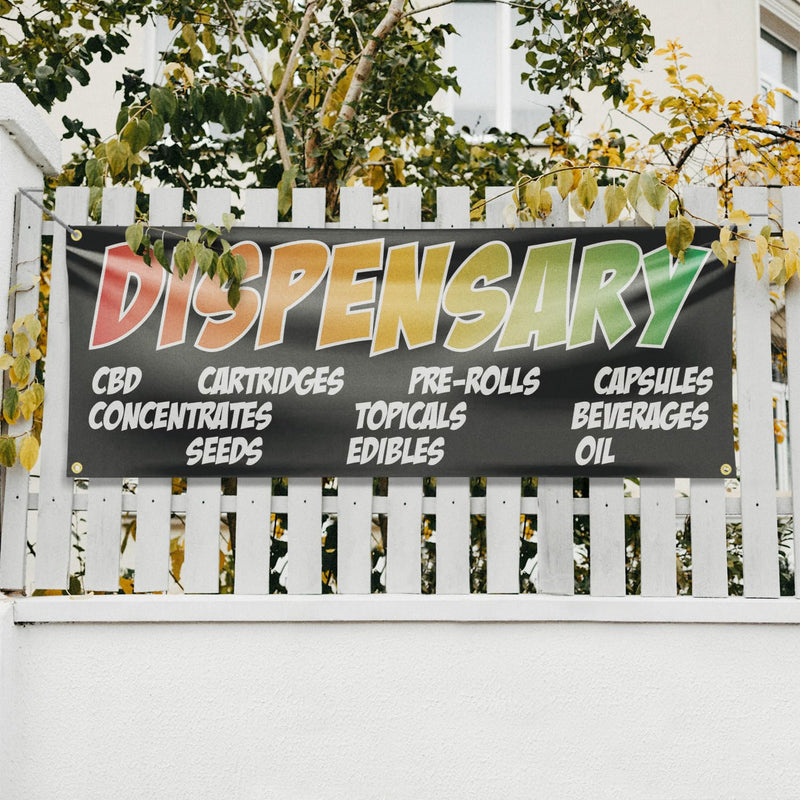 Dispensary CBD Pre Rolls Edibles Banner Sign 18 Inch x 48 Inch | 13 oz Vinyl with Metal Grommets | Heavy-Duty Single-Sided Outdoor Durable Printed High-Quality Weatherproof | Made in the USA Dispensary CBD Pre Rolls Edibles 18" x 48"