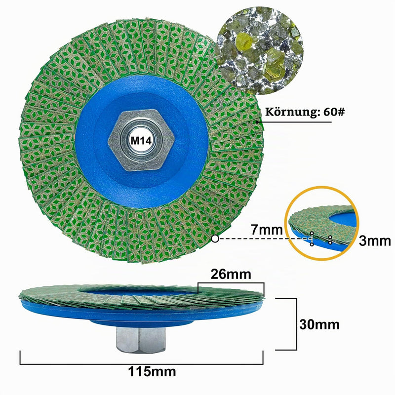 NBB Grinding Wheels, Diamond Grinding Wheels, Diamond Grinding Wheels, Grinding Discs for Ceramic, Porcelain Stoneware, Granite, Tiles, M14, Flange for Angle Grinders (115mm, 60#) 1 115 mm, 60#