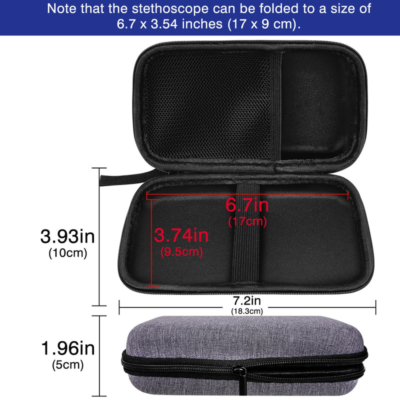 [Australia - AusPower] - Gray Professional Stethoscope Case & Storage Bag, Durable EVA Medical Protective Case for Doctors, Nurses, and Home Use (Compact Design, Shock-proof, 7.48 x 3.94 inches) 