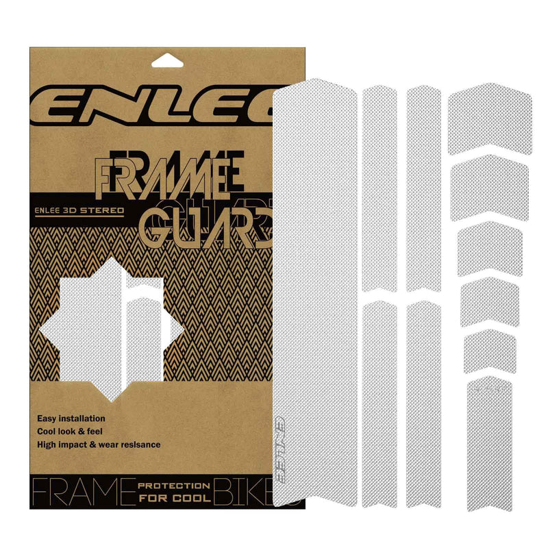 ENLEE Bike Frame Protection Tape, Non-Yellowing Transparent Bike Frame Protection Kit, Clear Honeycomb PVC Anti-Scratch Protector for MTB/Road/Gravel Bike' Top/Down Tube, Chain Guard, Fork, 11PCS Film-Transparent