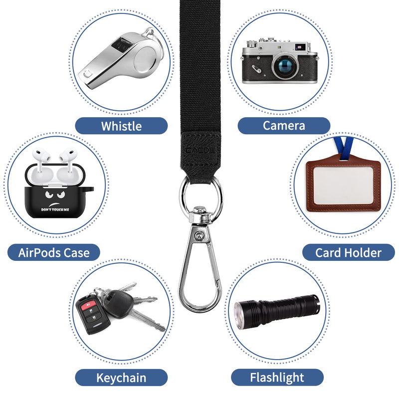 [Australia - AusPower] - CACOE Phone Lanyard 2 Pack-1× Adjustable Neck Strap,1× Wrist Strap,2× Pads,Multifuctional Universal Crossbody Cell Phone Lanyards,Compatible with Most Smartphones(Black) Black 