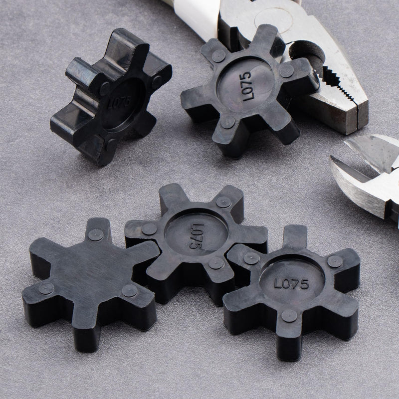 [Australia - AusPower] - L075 Flexible NBR Rubber Spider Insert, 6PCS Solid Spider Center Inserts Fits for L Jaw Coupling Set -Black 