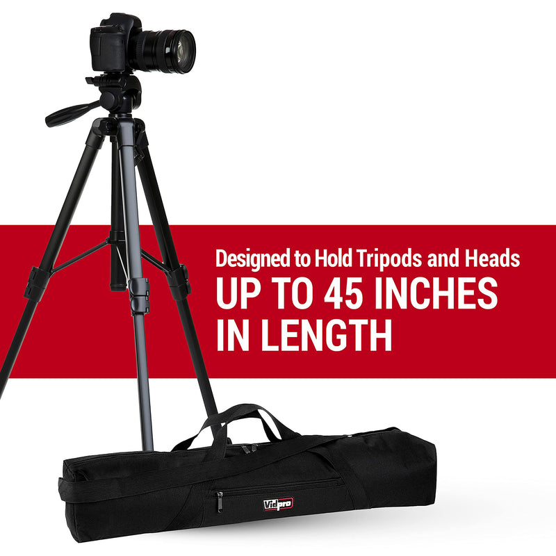 [Australia - AusPower] - Vidpro TC-45 Tripod Carrying Case - Heavy Duty Nylon Bag with Shoulder Straps and Handles - Compact Case with Full Length Zippered Closure Plus External Pocket Fits Tripod with Head up to 45 Inches 45" Long 