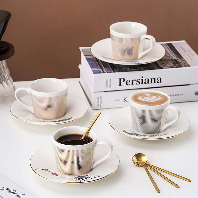 Mirror Cups and Saucers (Bird), Mirror Reflection coffee mug, Reflection Coffee Cup, Tea Cups and Saucers Sets for Women Wedding Party Afternoon Tea New bird