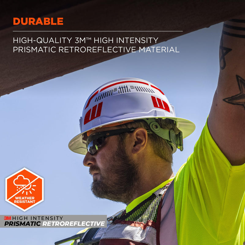 Ergodyne Skullerz 8961 Reflective Hard Hat Stickers, Safety Helmet Strips, Hard Hat Accessories Adhesive Sticker Decal Kit