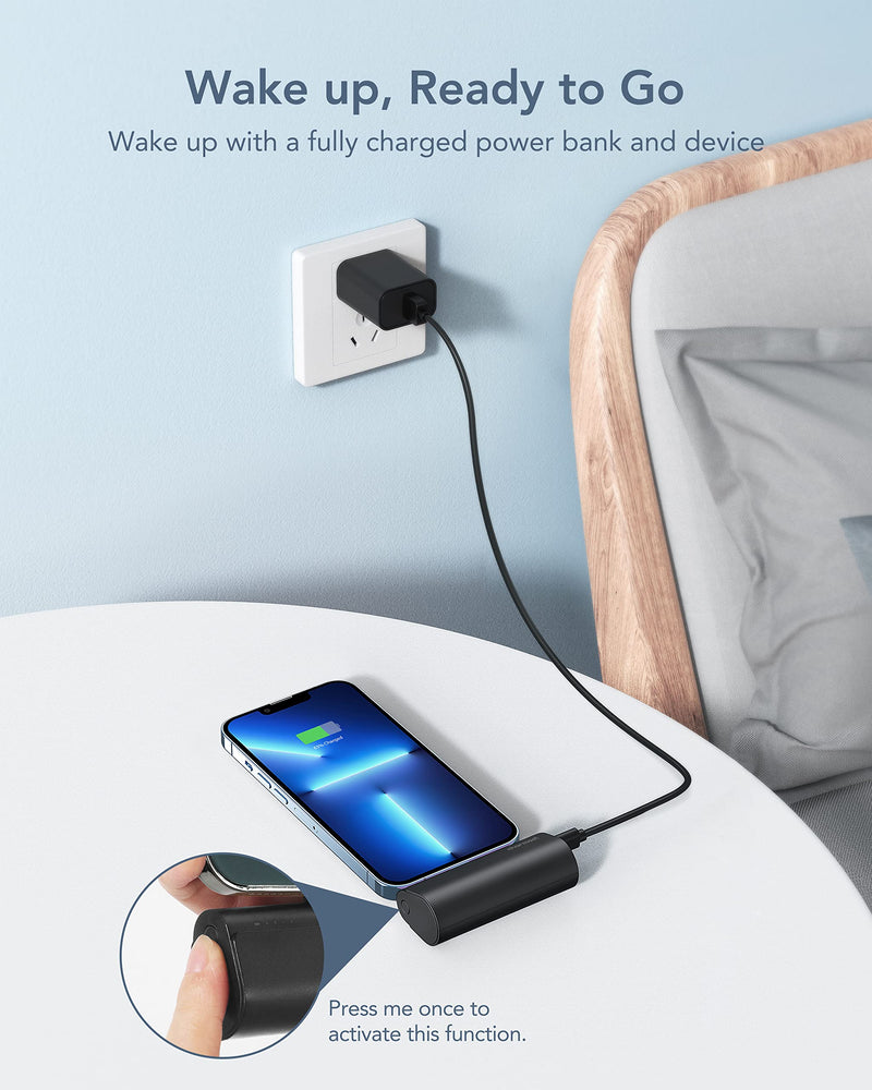 [Australia - AusPower] - Charmast Small Portable Charger 5000mAh, Ultra-Compact 20W PD Fast Charging Power Bank Mini Battery Pack Compatible with iPhone 14/14 Pro Max/13/13 Pro Max/12/12 Pro Max/11/XR/X/8/7/6, and More A Black 