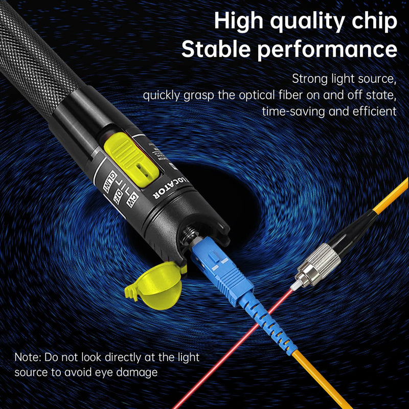 [Australia - AusPower] - 2 Pack Visual Fault Locator, Fiber Optic Tester Kit Including Fiber Optic Cable Tester with Single Mode 9/125um FC Male to LC Female Adapter(Yellow 50Km & Green 30Km) 