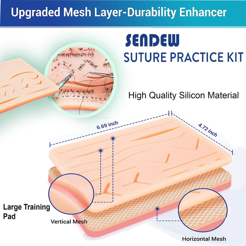 [Australia - AusPower] - Suture Kit (30 Pcs) for Training Suture Pad Practice Kit for Medical Dental Vet Training Students, Including Large Silicone Pad,Tool Kit with Needles-Demonstration Purpose Only 