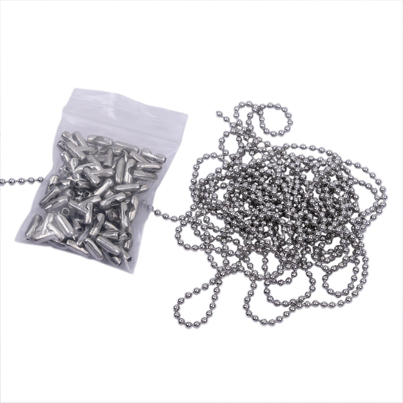 [Australia - AusPower] - HFS(R) Ball Chain #3 Spool Stainless Steel 304-100 Ft 3/32" (2.4mm) with 100PCS Connectors 3/32" 