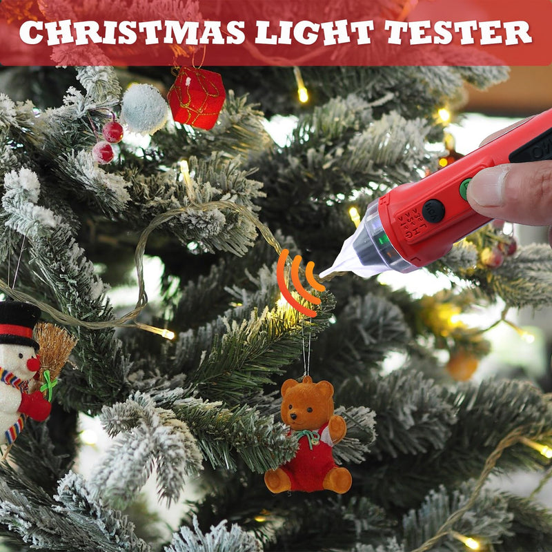 [Australia - AusPower] - Non-Contact VoltageTester/Voltage Tester, Dual Range AC 12V/48V-1000V, Live/Null Wire Tester, Electrical Tester, Flashlight, Audible and Flashing LED Alarms, Pocket Clip -Red Red 