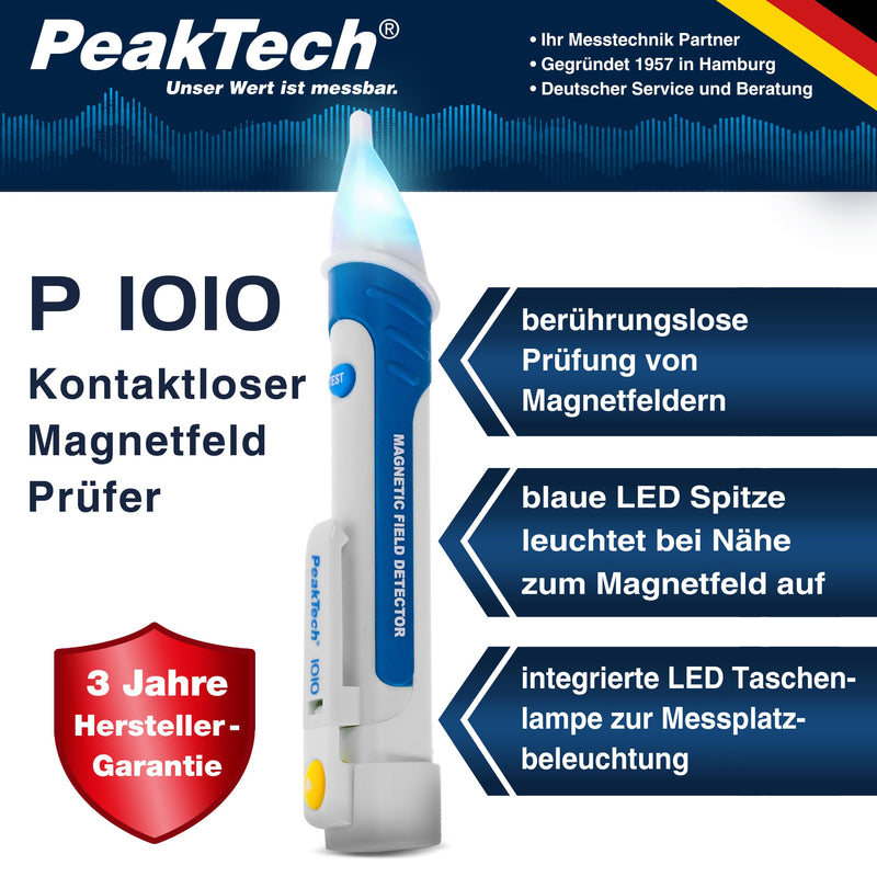 PeakTech P 1010 - Magnetic Field Tester with LED Torch - For Testing Relays, Solenoids, Injectors, Solenoid Valves and More - Includes Test Magnets and Batteries Single