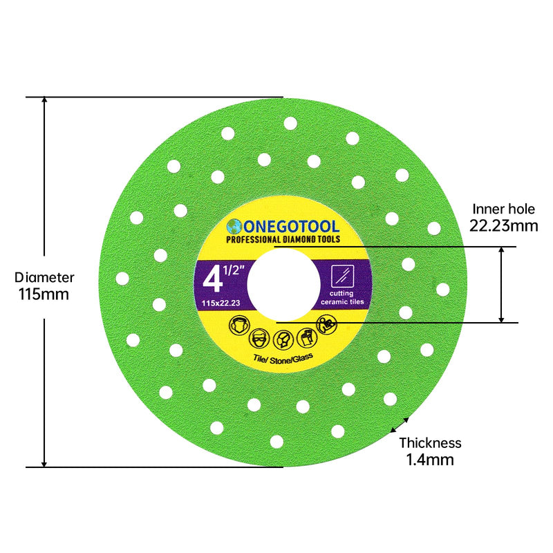 [Australia - AusPower] - 4-1/2 inch Tile Cutter Diamond Saw Blade for Angle Grinder Porcelain Ceramic Glass Marble Cutting Tools Grinding disc (5pcs) 4-1/2" 5 