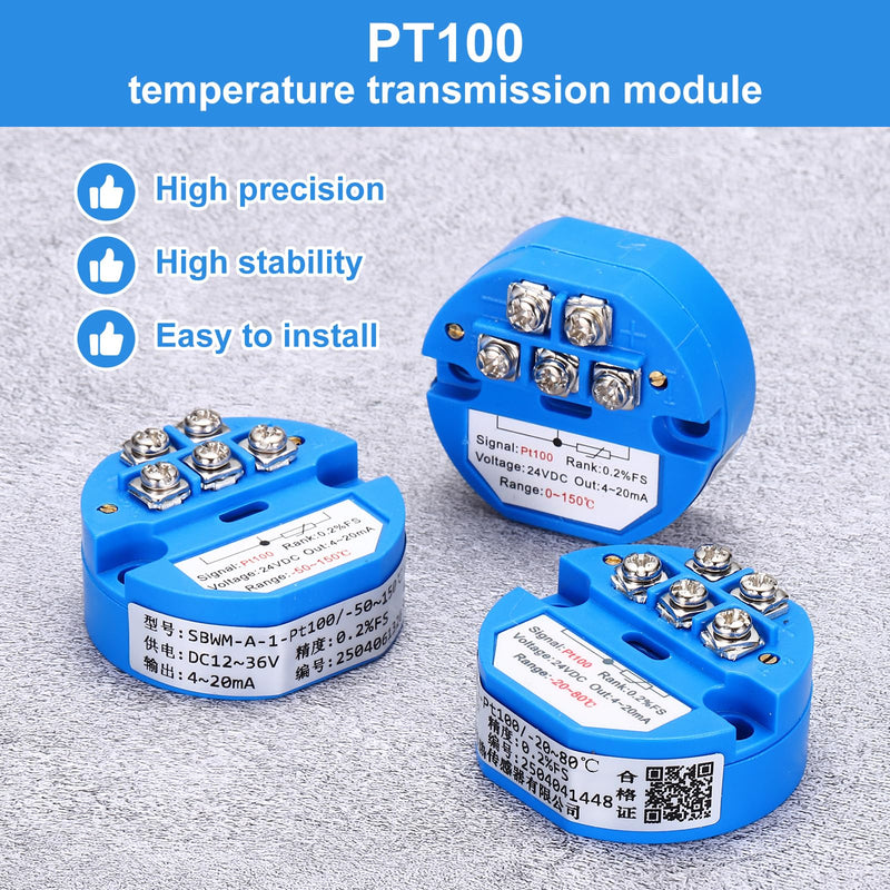 [Australia - AusPower] - MECCANIXITY -50-250C RTD PT100 Temperature Sensor Transmitter Module 4-20MA DC24V Temperature Amplifier for Thermocouple, PLC Modules -50 to 250C 