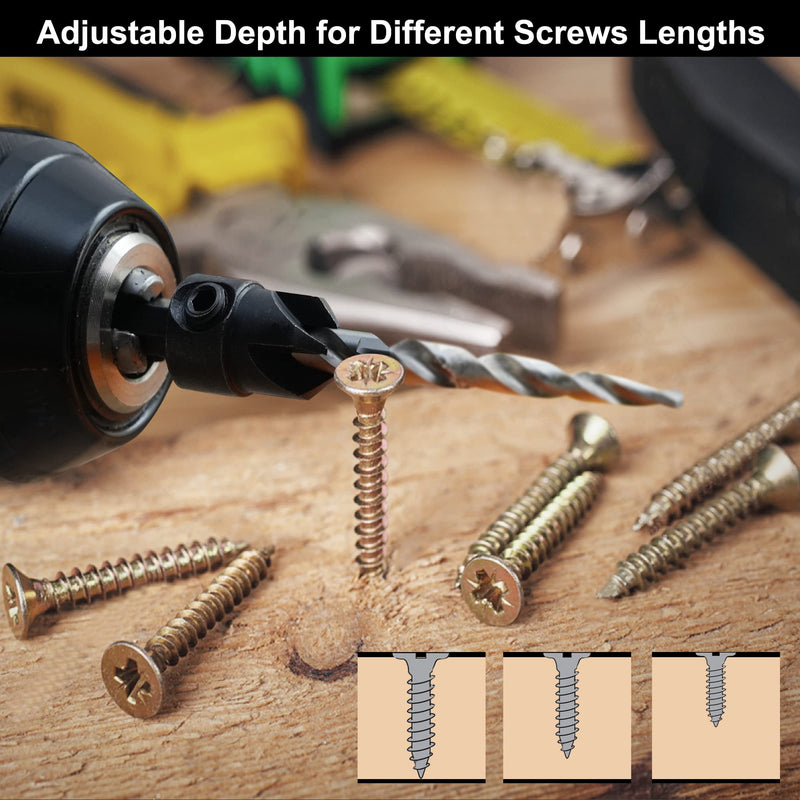 [Australia - AusPower] - Countersink Drill Bit Set, 3Pcs Tapered Drill Bits M2 HSS, with 1/4" Hex Shank Quick Change and Allen Wrench, Counter Sinker Set for Woodworking and Carpentry, Pilot Screw Hole Set Set #6#8#10 
