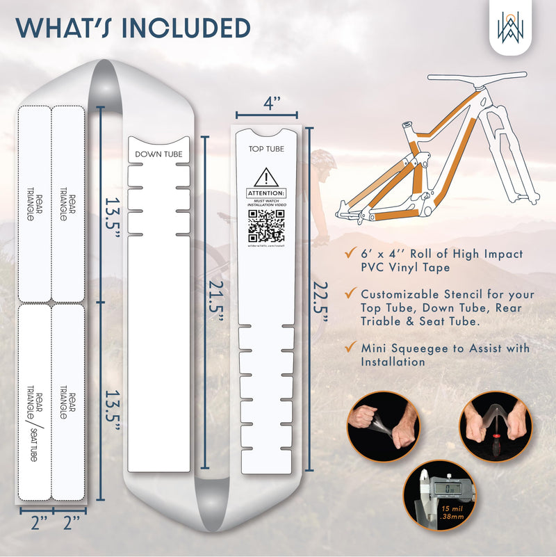 Bike Frame Protection Tape- High Impact Clear Vinyl Wrap Includes Tool (4”x72) Bicycle Frame Protector, Mountain Bike Frame Guard Chainstay Protector (Clear) Clear Matte