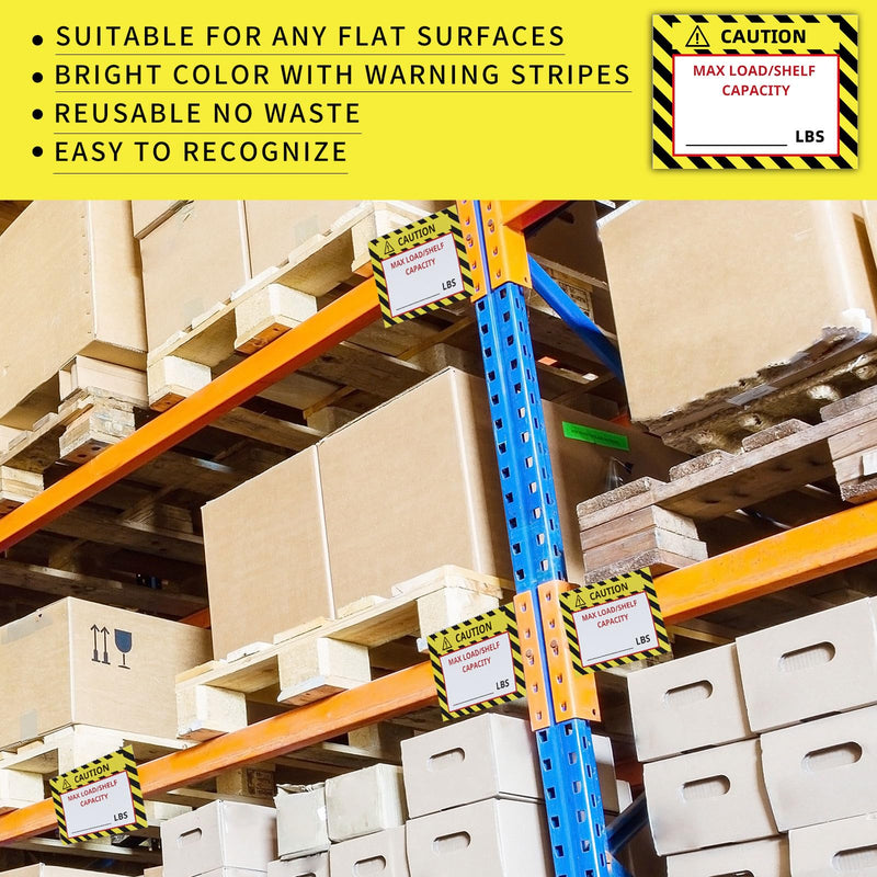 [Australia - AusPower] - Zhanmai 200 Pcs Pallet Rack Capacity Labels 3 x 4 Inches Pallet Racking Caution Max Load Shelf LBS Warning Stickers Bright PVC Industrial Strength Sticker Warehouse Safety Forklift Cross Beam Safety 