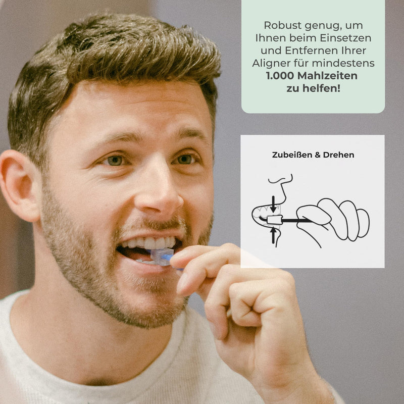 PUL 2-in-1 Clear Aligner Chew Tool and Removal Tool - Blue | Combination of Chewing Tool and Remover | Hygienic, Reusable, BPA-Free Dental Accessories for Invisalign 4 Pack