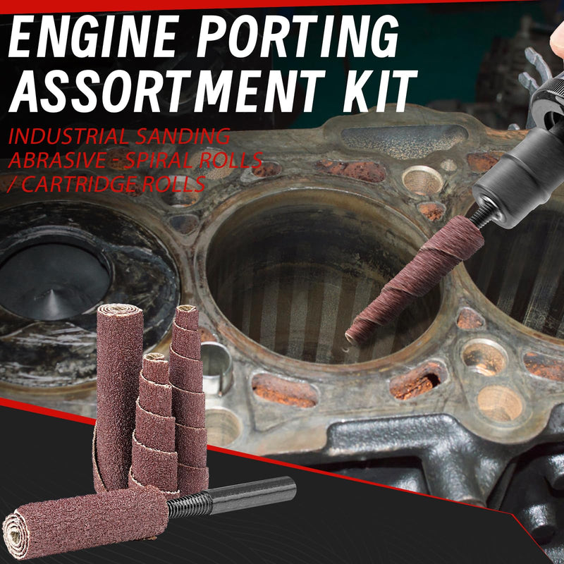 [Australia - AusPower] - 68Pcs Spiral and Cartridge Rolls Port and Polish Kit Assorted Grit, Mini Sanding Cone Engine Porting Assortment Kit with 1/4 inch Shank, Abrasive Head Porting Tools for Polishing, Rust Removal 