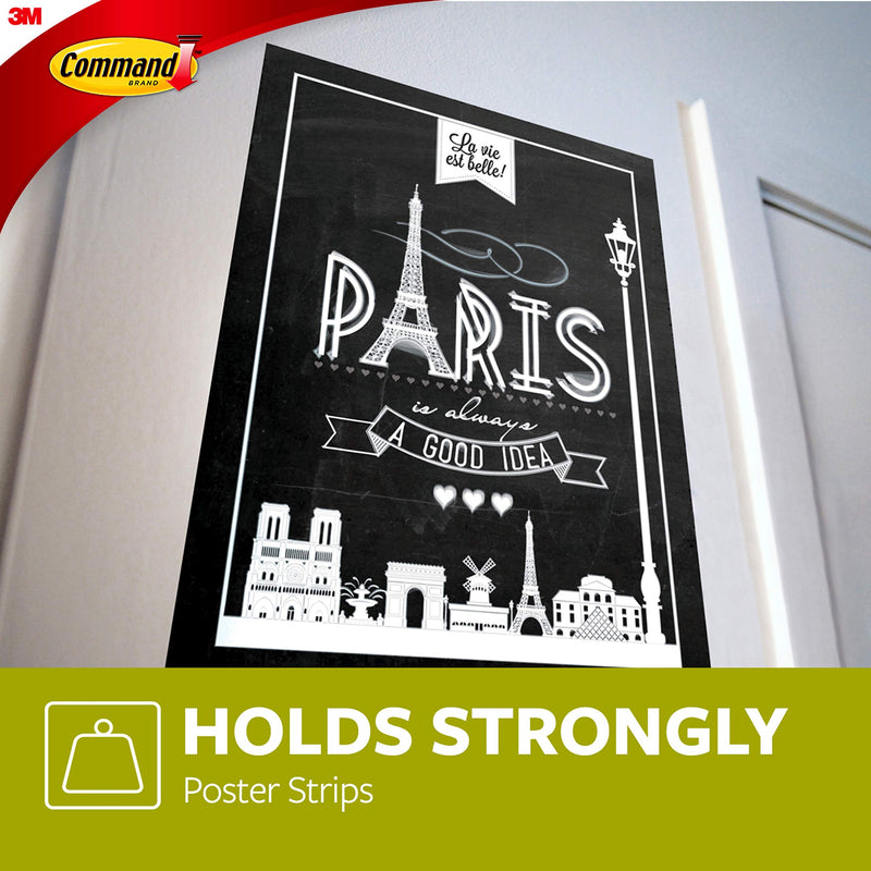 [Australia - AusPower] - Command Poster Strips, Damage Free Hanging Poster Hangers, No Tools Wall Hanging Strips for Posters, 48 White Command Adhesive Strips 48 Strips 