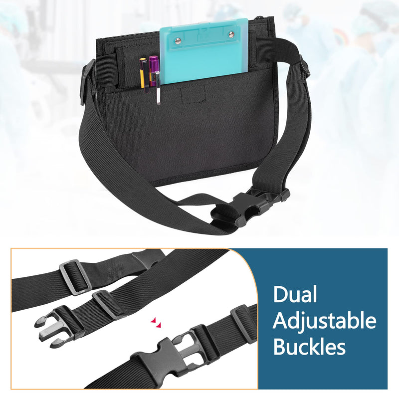 [Australia - AusPower] - Damero Nurse Fanny Pack, Nurse Waist Bag with Tape Holder, Nurse Tool Belt for Stethoscopes, Bandage Scissors and Other Medical Supplies, Black 