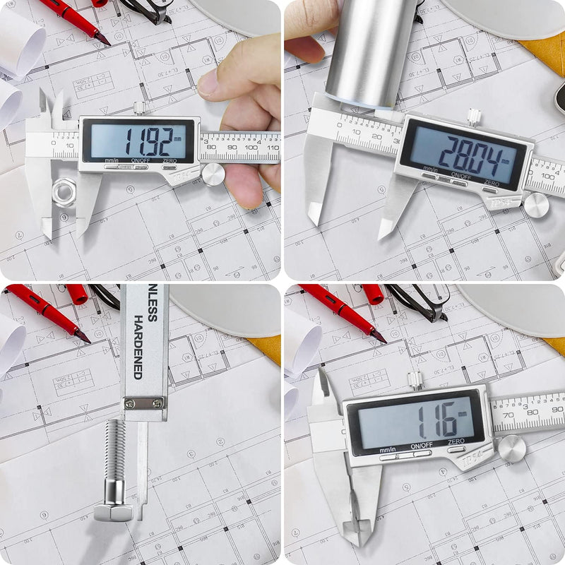 [Australia - AusPower] - Electronic Digital Vernier Caliper, LOUISWARE Stainless Steel Caliper 150mm/0-6 inch Measuring Tools with Extra-Large LCD Screen, inch/Metric Conversion QB_087 