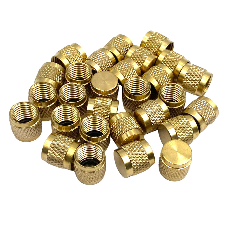 [Australia - AusPower] - 30 Pcs Schrader Core Caps, 1/4" HVAC Locking Caps Brass Fittings Cap with Neoprene O Ring Seal for Home Industrial Manufacturing 30 