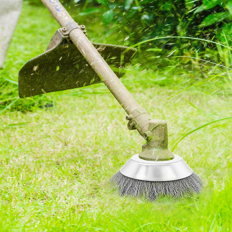 QWORK® Weed Brush, 200 x 25.4 mm Wild Herb Brush, Wire Brush for Grass Trimmer, Brush Cutter, Grass Trimmer