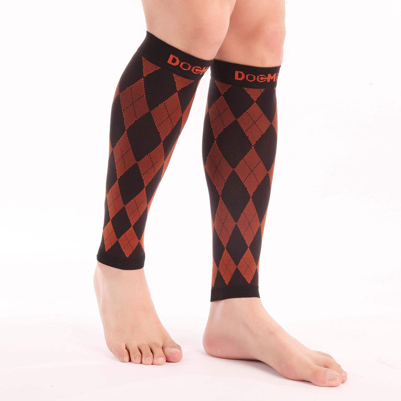 [Australia - AusPower] - Doc Miller Compression Calf Sleeve for Men & Women, 20-30mmHg Support for Running, Calf Tear, Knee High, 1 Pair Orange. Black Small 