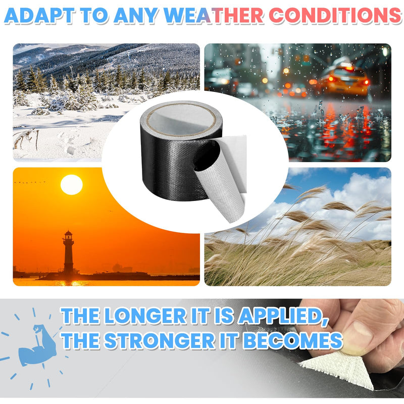[Australia - AusPower] - Waterproof Repair Tape for Fabric, Awning, RV Roof, Underbelly, Tarp, Tent, Sail and Boat Cover Outdoor Repair Patch, Heavy Duty, UVproof, Multipurpose Black 