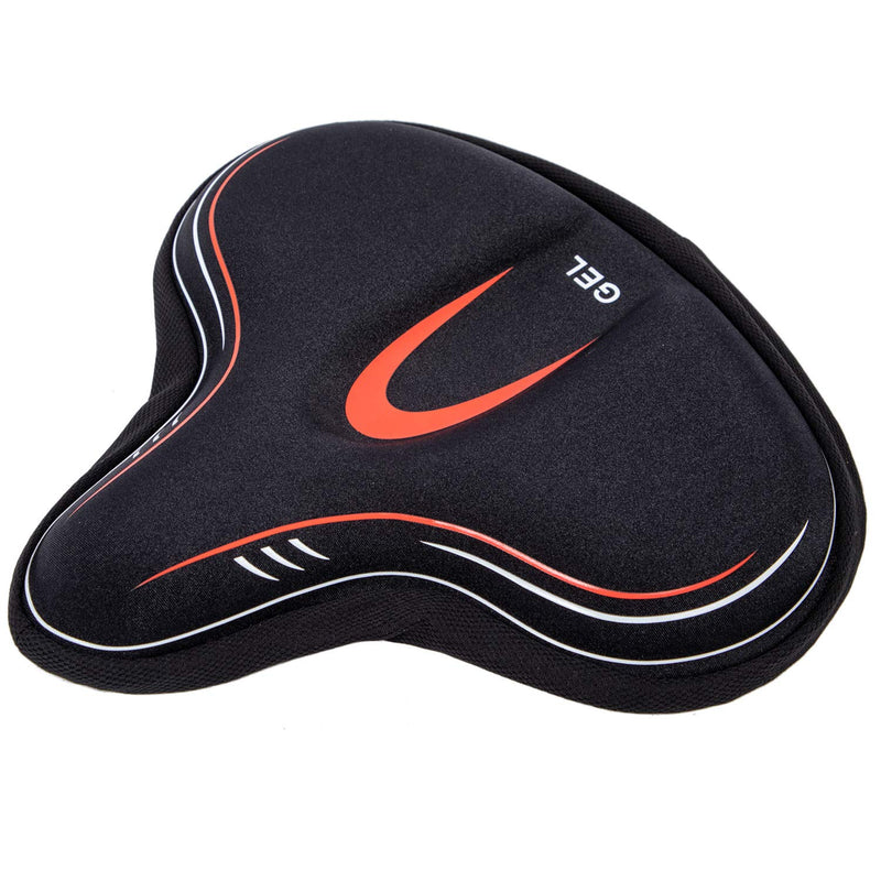YBEKI Wide Gel Bike Seat Cover for Peloton/Spin Bikes - 2cm Cooling Gel & Memory Foam Cushion | Non-Slip Base & Airflow Vents | Fits 8.5-10" Wide Saddles (YOSUDA/Echelon/Schwinn Compatible) red