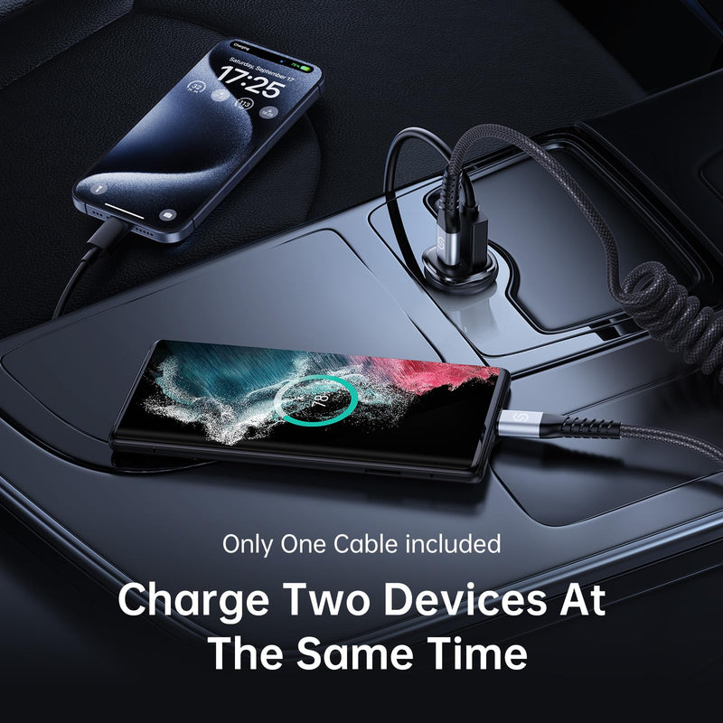 [Australia - AusPower] - Syncwire USB C Car Charger 60W [PD 30W & QC 30W] Fast Charging USB Adapter with 5FT Type C Cable Compatible with Samsung S23/S22 Google Pixel 7/7Pro iPhone 14 Pro Max and More Black 