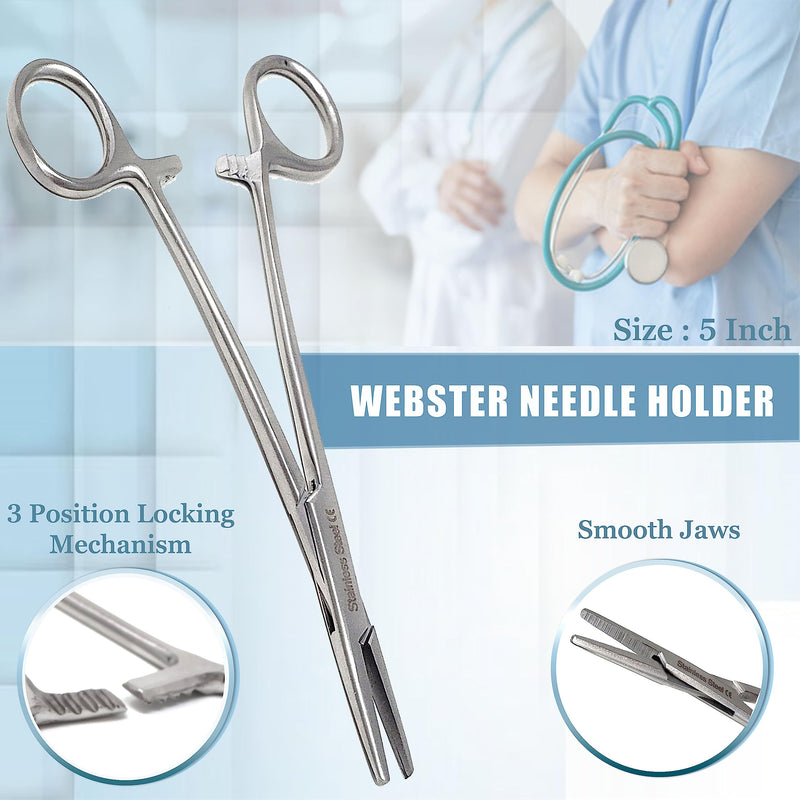 [Australia - AusPower] - Premium A2ZSCILAB 5 Pieces Veterinary Needle Holder Scissors Hemostat Forceps Tweezers Instruments (All in One) 