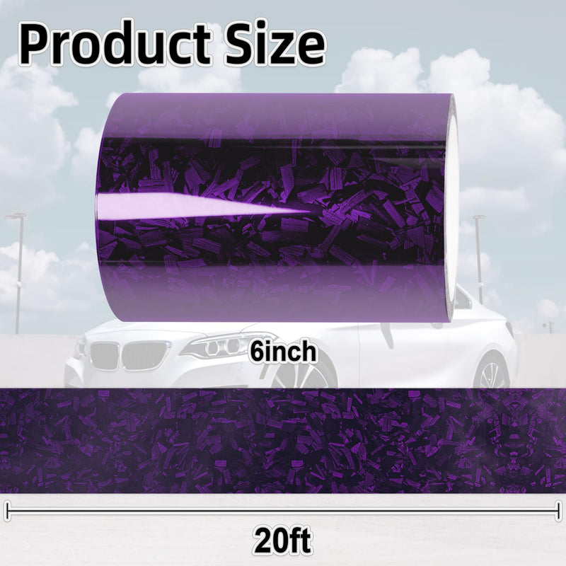 Lypumso Gloss Forged Carbon Fiber Vinyl Wrap Tape 6" x 20ft - with Tool Kit for Chrome Delete, Door Sill Protector, Car Trim Blackout DIY Auto Detailing (Purple) Purple 6inch x 20ft
