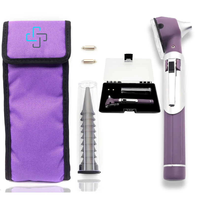 [Australia - AusPower] - Radiance Otoscope with Light German Fiber Optic - Ear Scope with LED Light and Speculum for Ear Examination and Diagnosis - Ideal for Professional and Home Use - Purple Color 