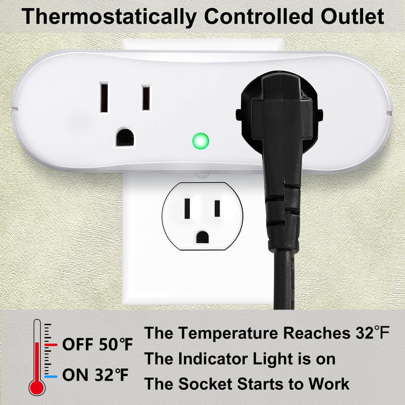 [Australia - AusPower] - Thermostatically Controlled Outlet: (2 PCS)Automatically Turn on Below 32℉, Turn Off Above 47℉ Unnecessary to Turn Off Power Manually in Cold Winter Cube 2 2 PCS 