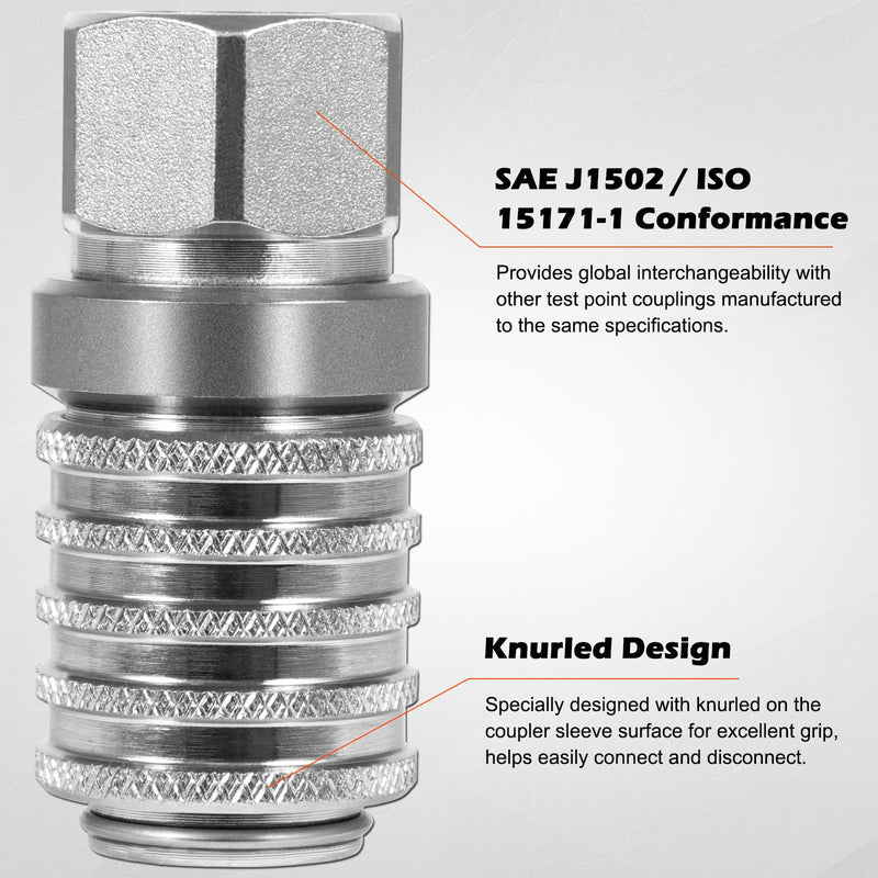 [Australia - AusPower] - PD242 Series PD Steel Hydraulic Test Port and Diagnostic Equipment Quick Connect Coupler with Female Pipe Thread, 1/8" Body Size, 1/4" - 18 NPTF Thread Size, 2.12" Length 