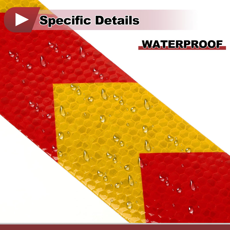 1 Pcs Safety Warning Reflective Tape Increased Visibility Reflective Strips 82.02ftx1.97" Red,Yellow PVC